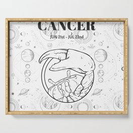 Cancer Star Sign (Black and White) Serving Tray