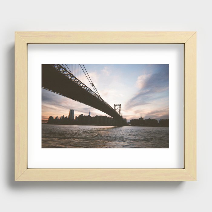 Williamsburg Bridge NYC Skyline on Film Recessed Framed Print