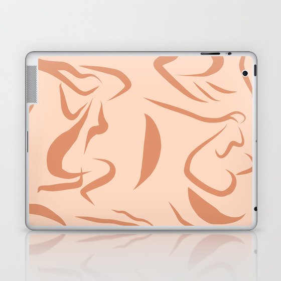 Women's Body Love Line-art Pattern - Earthy on Blush Laptop & iPad Skin