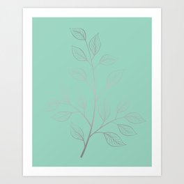 Mint Green Leaf Botanical Print Art Print