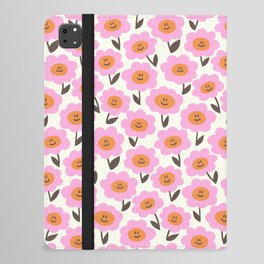 Cute Happy Daisy Pattern Pink and Orange iPad Folio Case