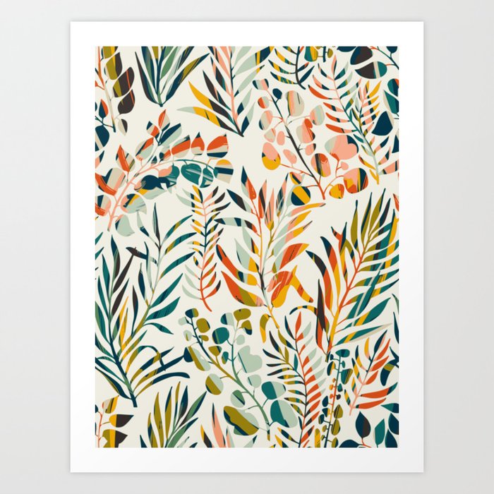 colorful leaves pattern Art Print by DESIGN d annick | Society6