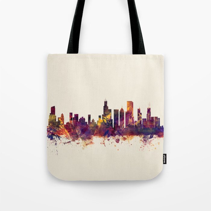 Chicago Illinois Skyline Tote Bag