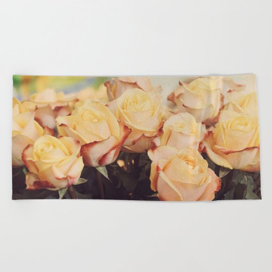 Light yellow roses Beach Towel