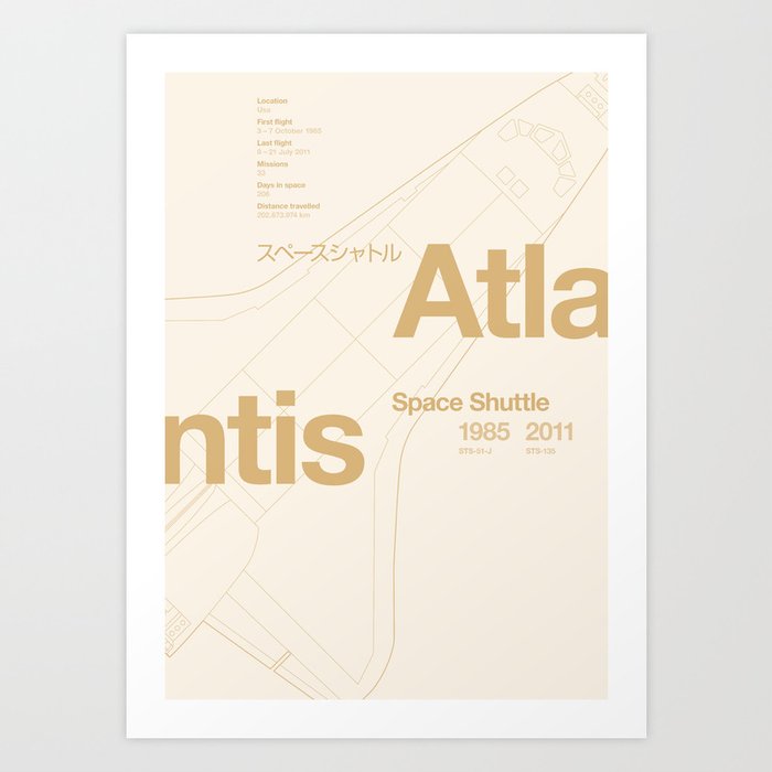 Atlantis - Blueprint & Data Art Print