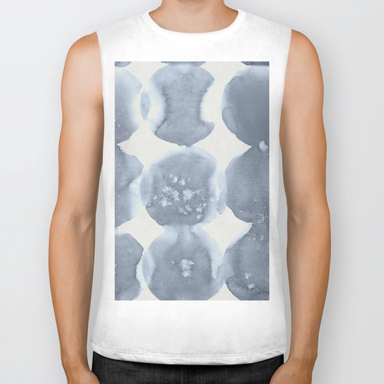 Shibori Wabi Sabi Indigo Blue on Lunar Gray Biker Tank
