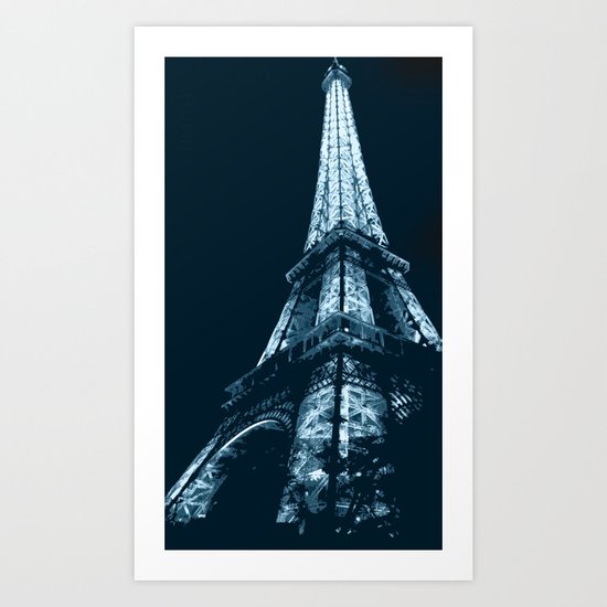 Eiffel Tower, blue Art Print