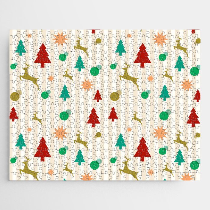 Christmas Pattern Retro Tiny Items Jigsaw Puzzle