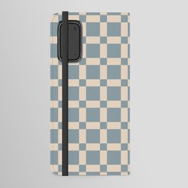 Contemporary Retro Checkerboard Pattern Cream & Cinder Blue Android Wallet Case
