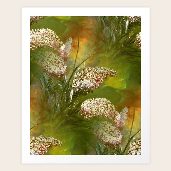 Lilacs and Ladybugs II-digital remaster Art Print