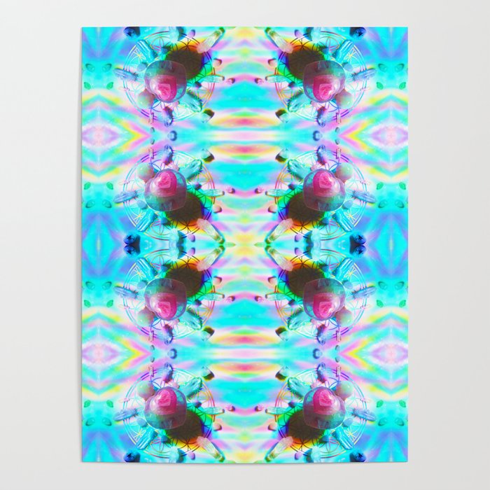 Cosmic Conscious Amethyst and Rose Quartz rAiNbOw Crystal Mandala  ~ Design 01 Poster