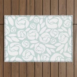 minty roses Outdoor Rug