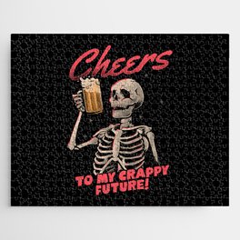 Cheers to My Crappy Future - Beer Skull Funny Evil Gift Jigsaw Puzzle
