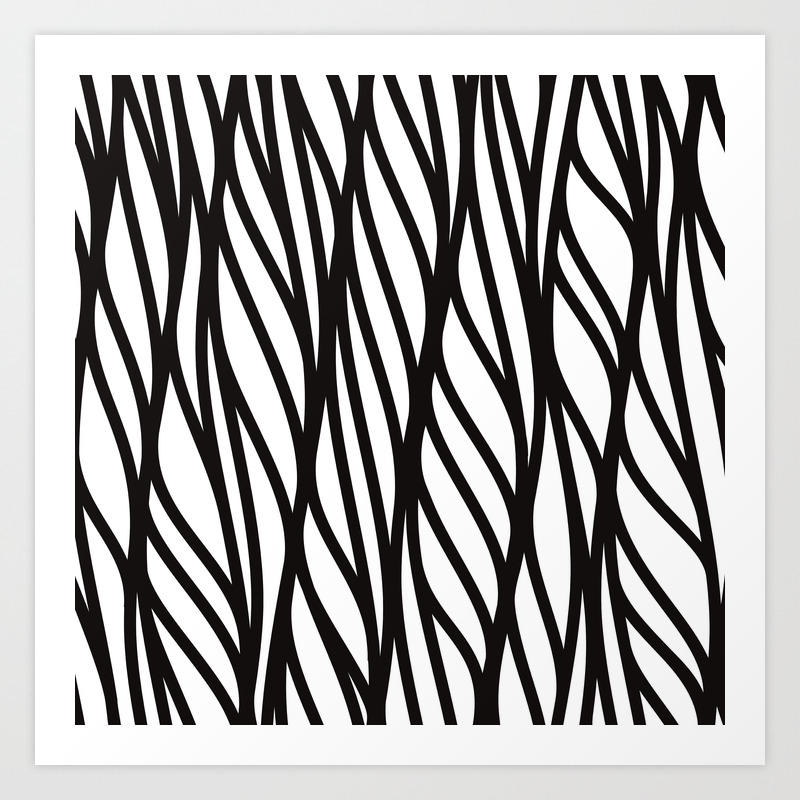 Modern Black White Abstract Geometrical Swirls Art Print By