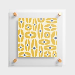 Mid Century Modern Geometric Abstract 825 Yellow and Blue Floating Acrylic Print