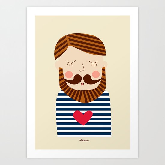 Bearded Sailor Lover Art Print