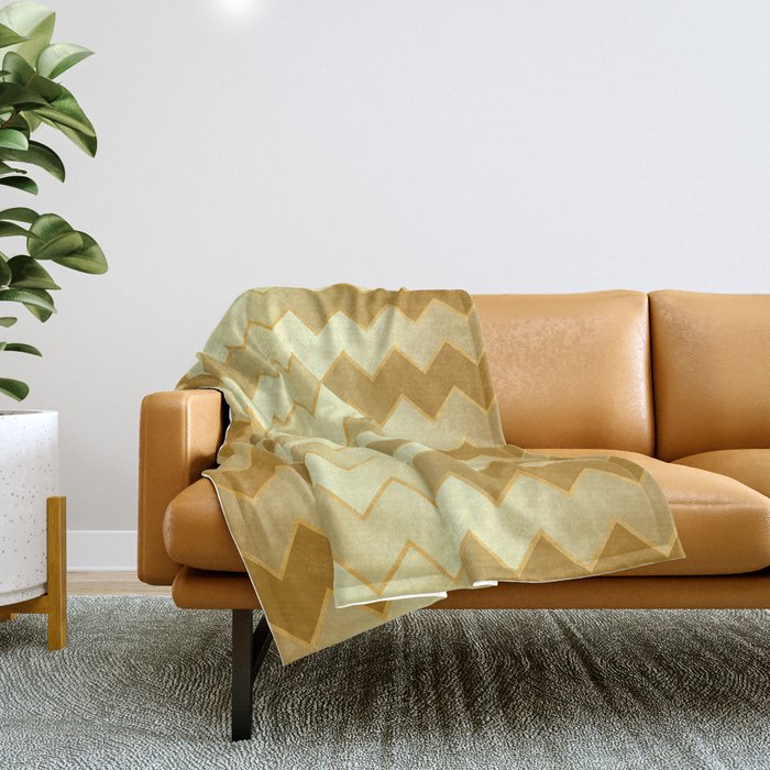 Gold Modern Zig-Zag Line Collection Throw Blanket
