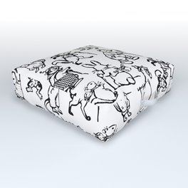 Black and White Burgess Animal Pattern Outdoor Floor Cushion