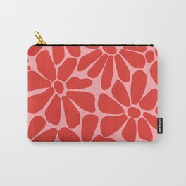 Pink and Red - Retro Floral Art Print Carry-All Pouch