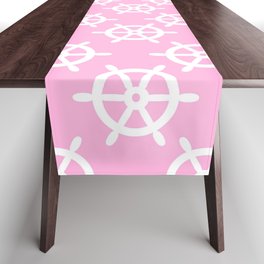 Ship Wheel (White & Pink Pattern) Table Runner