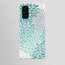 Floral Pattern, Aqua, Teal, Turquoise and Gray Android Case