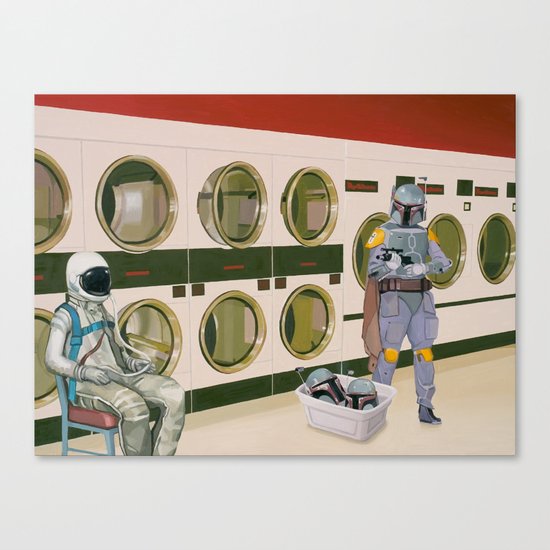 In the Laundromat with Boba Fett Canvas Print