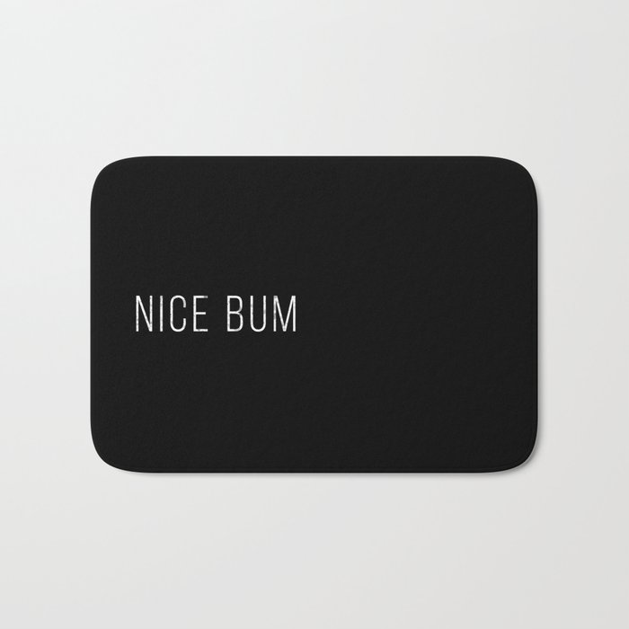 Nice Bum (Black) Bath Mat | Graphic-design, Digital, Black-and-white, Typography, Pattern, Simple, Simplicity, Minimalism, Minimalist, Nice-bum