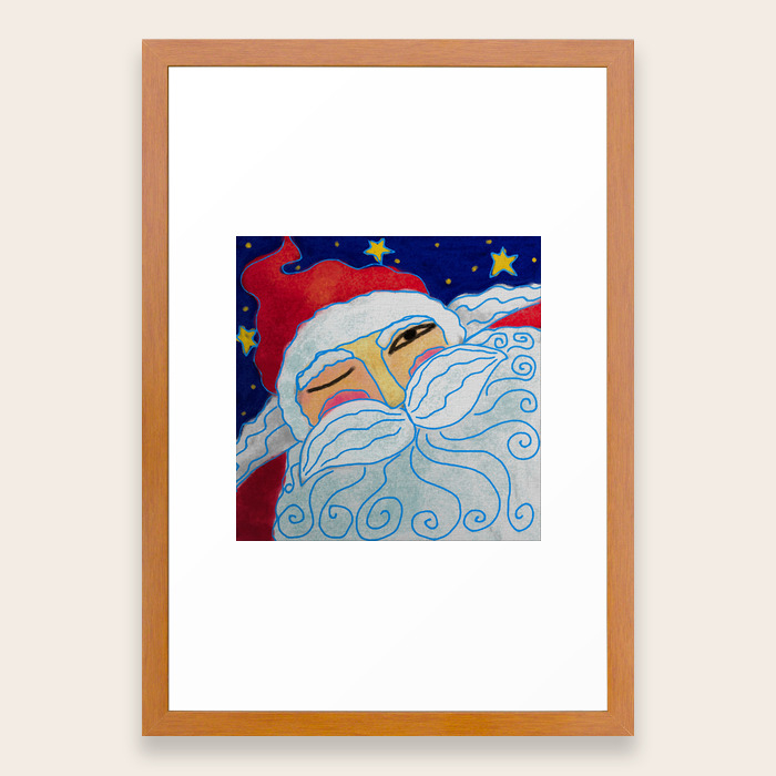 Funky Santa Claus Portrait Abstract Digital Painting Framed Art