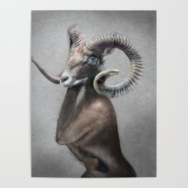 Naked Deer Portrait Poster