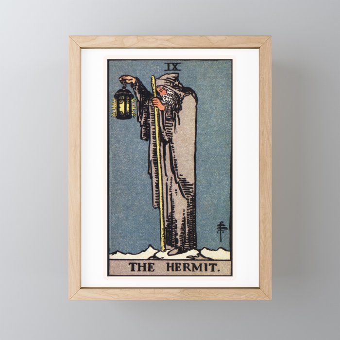 IX. The Hermit Tarot Card Framed Mini Art Print