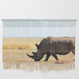 South Africa Photography - Rhino At The Dry Empty Savannah Wall Hanging