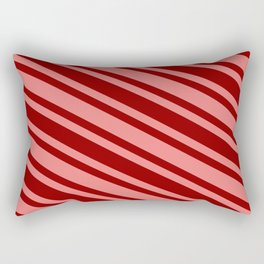 [ Thumbnail: Light Coral and Dark Red Colored Striped/Lined Pattern Rectangular Pillow ]
