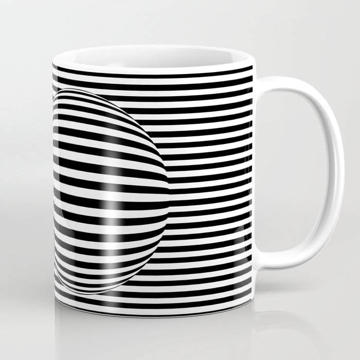 Black and White Stripes and Sphere Bubble Digital Illustration - Artwork Coffee Mug