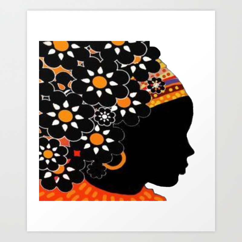 Natural Hair Curly Afro Flowers Art Print By Rieriestees Society6