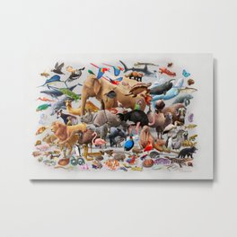 100 animals Metal Print | Wildlife, Colorful, Realistic, Natural, Kids, Animal, Painting, Wildlifeart, Zoo, Digital 