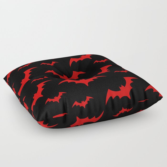 Halloween Bats Black & Red Floor Pillow