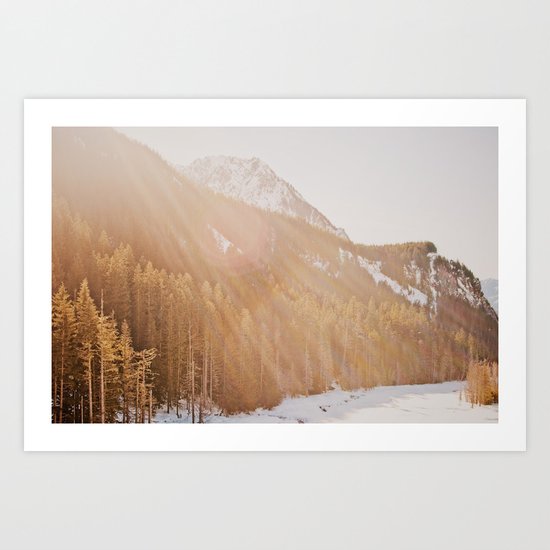 Sun Shining through the Mountains Art Print