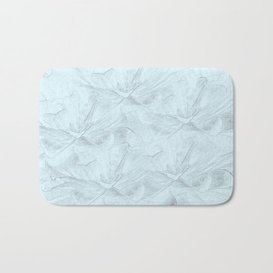 Delicate Mint Green Floral Abstract Bath Mat
