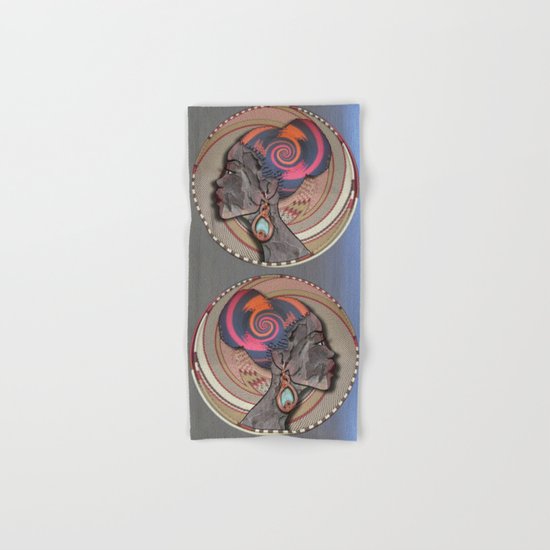 African woman profile on a woven basket Hand & Bath Towel