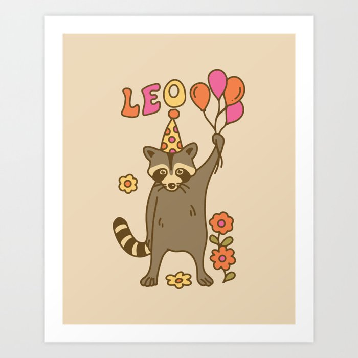Leo Raccoon Art Print