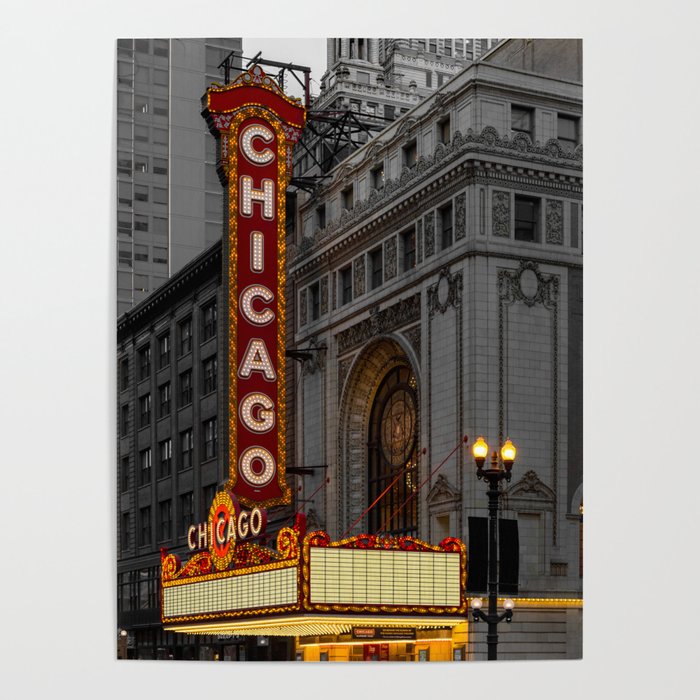 Chicago Theatre Sign Downtown State Street Historic Theater Marquee Poster