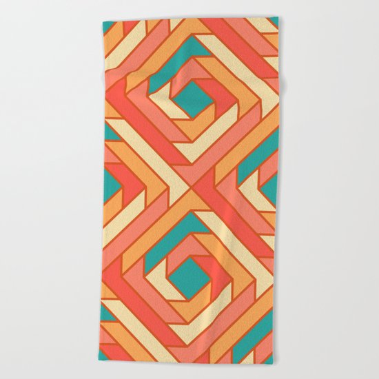 Square Flowers Beach Towel