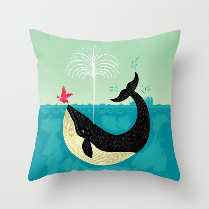 The Bird and The Whale Throw Pillow
