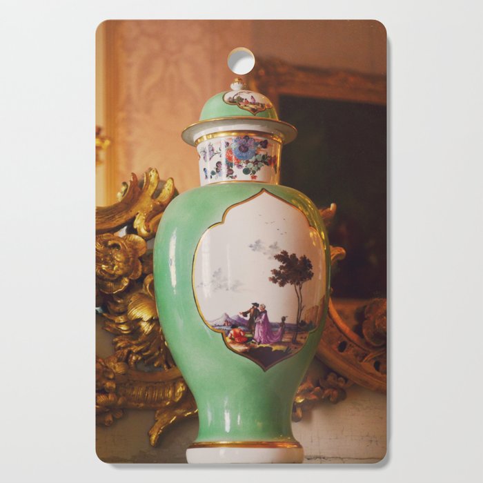 Medieval castle life | Porcelain hand painted vase with golden rim | Royal pottery Cutting Board