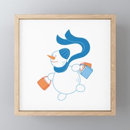 Holiday Shopping (blue) Framed Mini Art Print