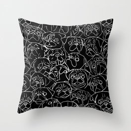 Black Pugs Throw Pillow