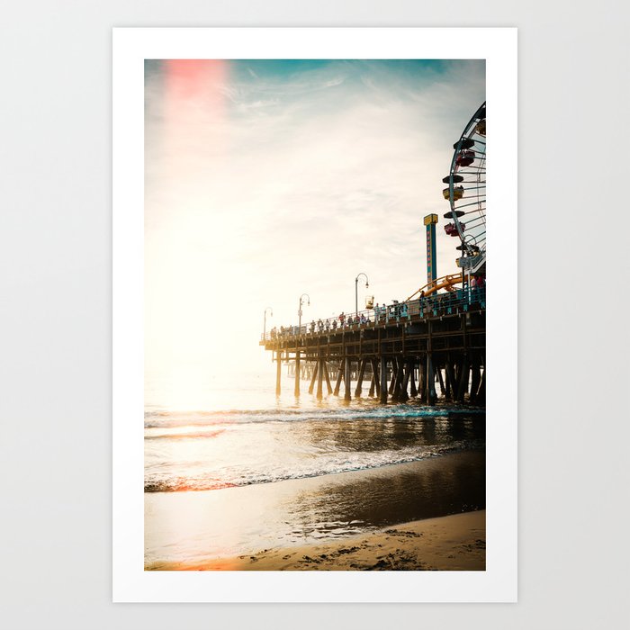 Sunset at Santa Monica Pier Art Print