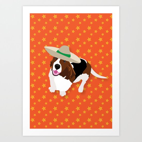 Bassets in Hats - Fiesta Time Art Print