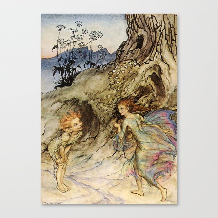 “Puck and a Fairy” by Arthur Rackham Canvas Print