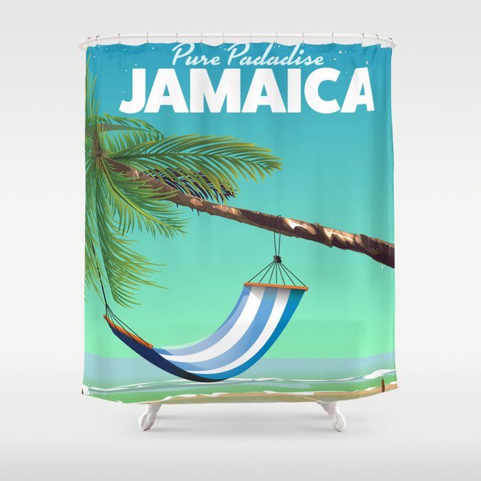 'Pure Paradise' Jamaica travel poster Shower Curtain